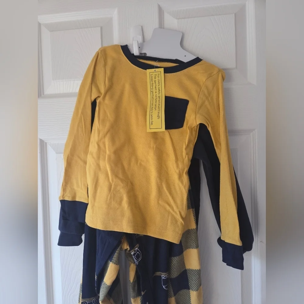 Carter's Boy's Pajamas Construction Set 4pcs NWT Navy and Yellow - Picture 4 of 6